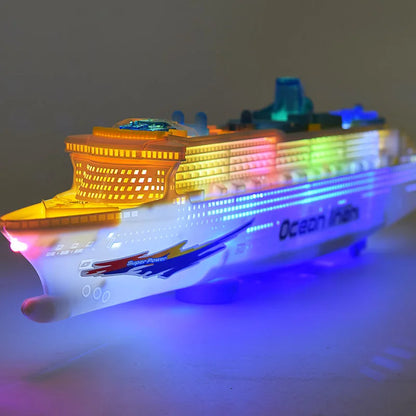 Electronic Large luxury cruise ship Toy Universal rotation music light Boat model Baby toy colorful flash ocean line
