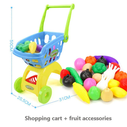 25Pcs/Set Kids Supermarket Shopping Groceries Cart Trolley Toys For Girls boys Kitchen Play