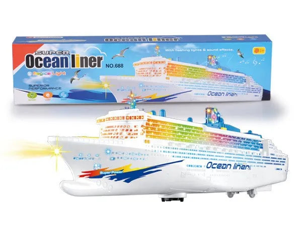 Electronic Large luxury cruise ship Toy Universal rotation music light Boat model Baby toy colorful flash ocean line