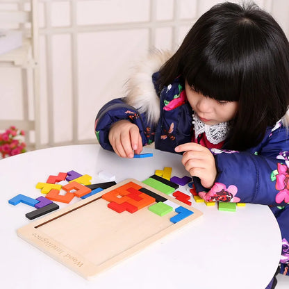 1 Satz Holzpuzzles Babyspielzeug Tangram Montessori-Materialien Lernspielzeug für Kinder Ziegel Kinder Lernspielzeug für Kinder ab 3 Jahren