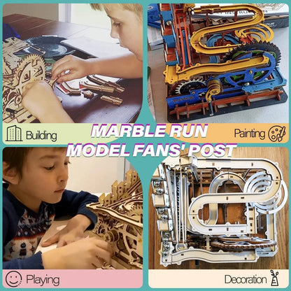 Robotime Rokr Marble Run DIY Waterwheel Wooden Model Kit Assembly Toy Gift for Children Adult