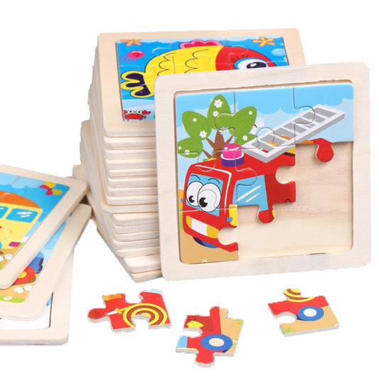 Kids Wooden Puzzle Cartoon Animal Traffic Tangram Wood Puzzle Toys Educational Jigsaw Toys for Children Gifts